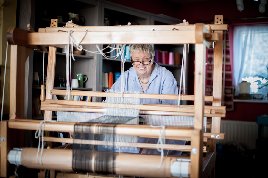 Sue at her loom